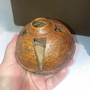 Vintage Hand Carved one piece BRAZIL NUT POD RATTLE South America Folk Art